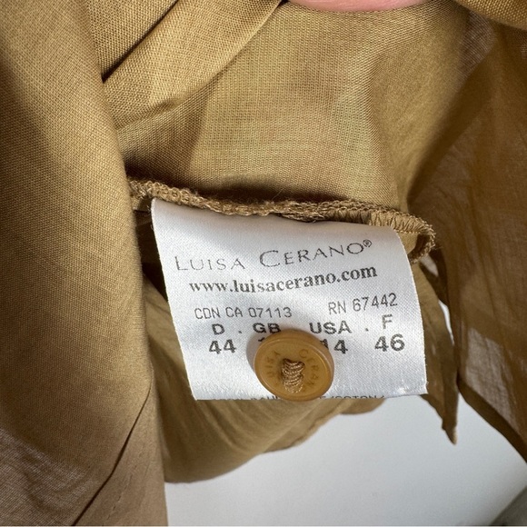 Luisa Cerano Tan Button Down Shirt Size 14 Utility Cotton Blouse Workwear - Picture 5 of 16